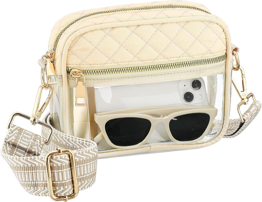 Clear Crossbody Bag Stadium Approved, Clear Bag for Stadium Events, Small Clear Purses for Women Stadium Crossbody