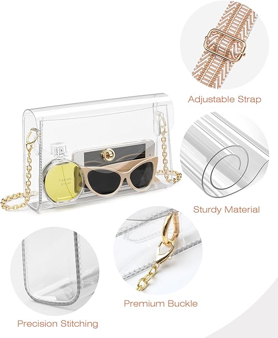 Transparent clear purse for women, perfect for concerts and stadium events